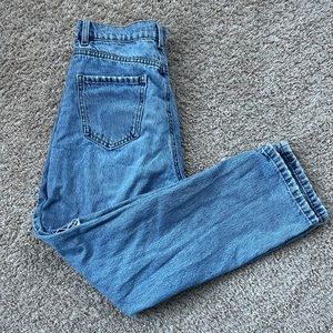 GARAGE VINTAGE RIPPED STRAIGHT JEANS HIGH WAISTED